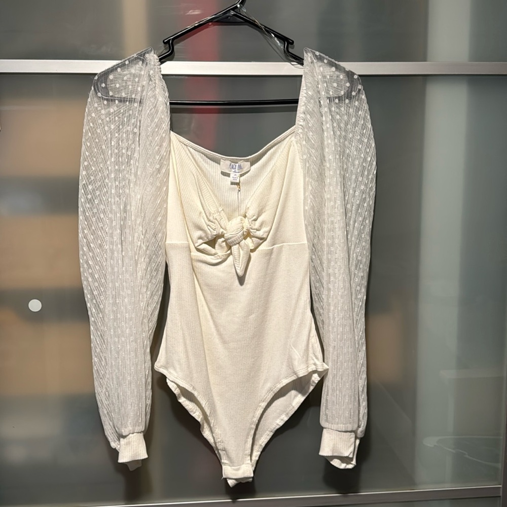 Women’s White Peach Love Bodysuit
